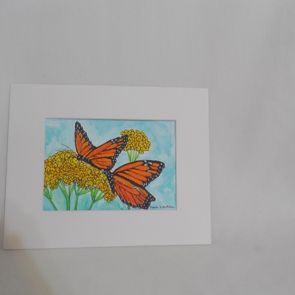 Monarch Butterfly on Milkweed Original Watercolor Painting - Picture 3 of 5